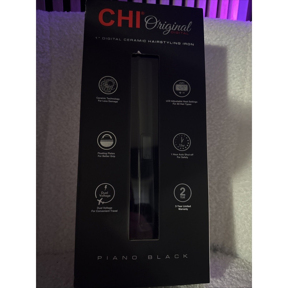 CHI Original Digital Ceramic Hairstyling Iron Hair Straightener 1" Piano Black